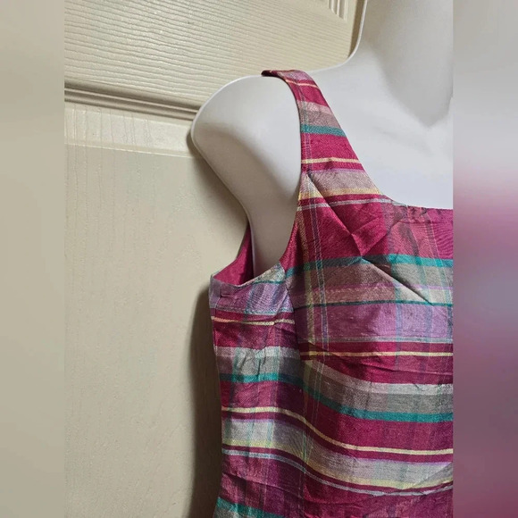 Lauren Ralph Lauren Black Label 100% Silk Plaid SS Dress in Sz 8 - Picture 7 of 12